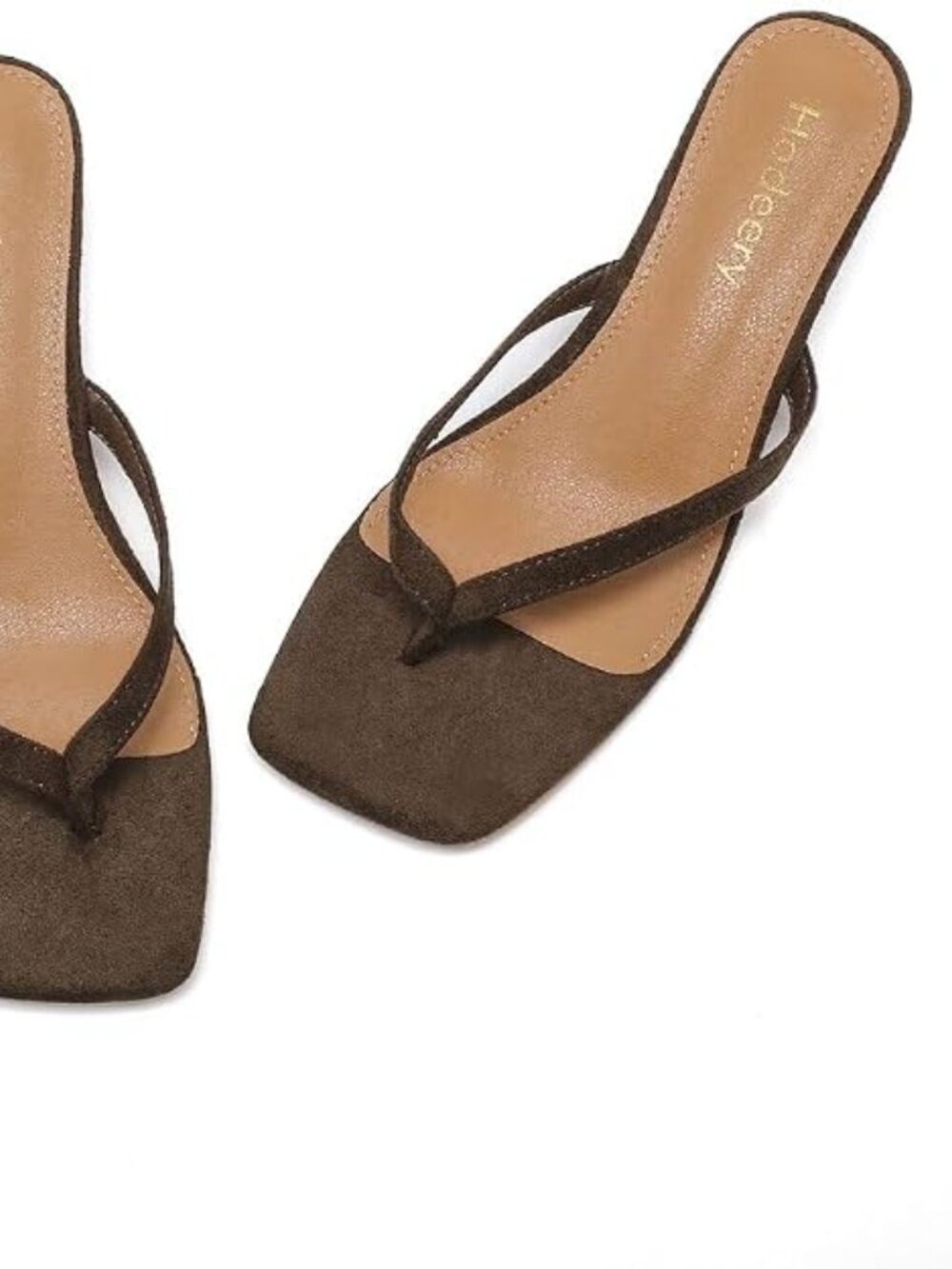 Women's Kitten Heels Thong Sandals Open Square Toe Flip Flop Low Heels 2.5 Inch - Picture 2 of 5